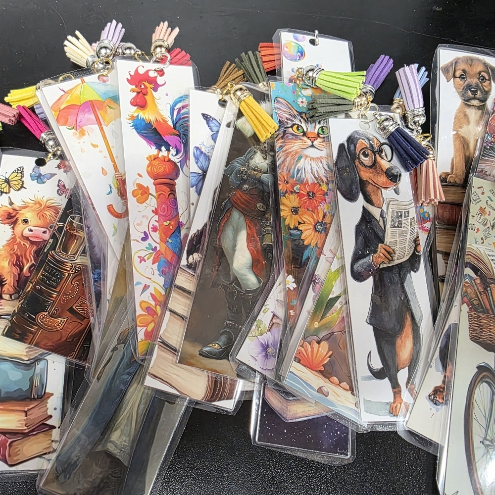 Set of 10 Colorful Laminated Bookmarks